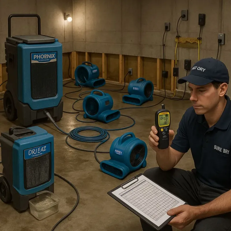 Structural Drying and Dehumidification process in Millis-Clicquot, MA